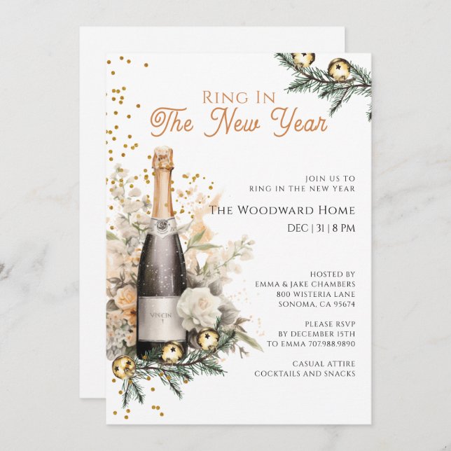 Invitación New Year's Eve Ring In The New Year Party (Anverso / Reverso)