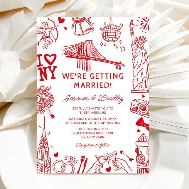Invitación New York Fun Doodle Wedding (Subido por el creador)