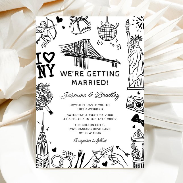 Invitación New York Fun Doodle Wedding (Subido por el creador)