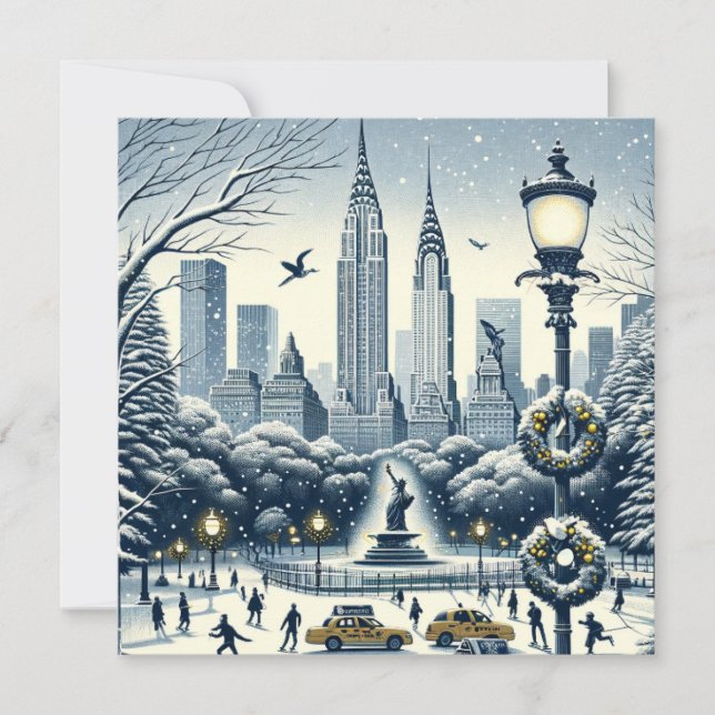 Invitación New York Holiday Elegance - Navidades Personalizab (Anverso)