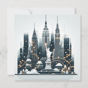 Invitación New York Holiday Elegance - Navidades Personalizab