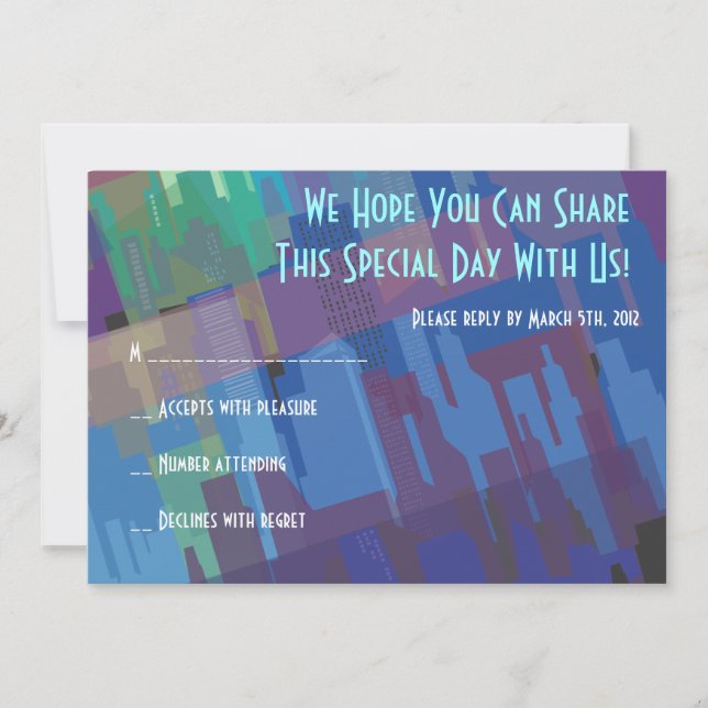 Invitación New York Lady Liberty Bar Bat Mitzvah Reply Card (Anverso)