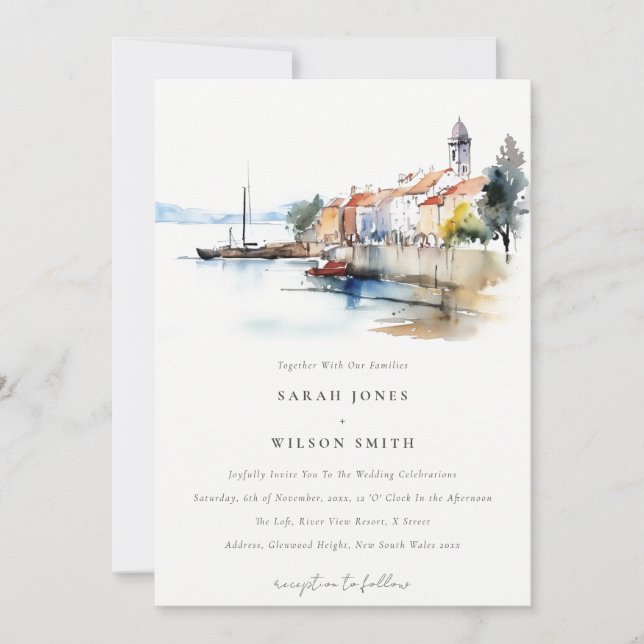 Invitación Newport Rhode Island Boda de los Estados Unidos (Anverso)
