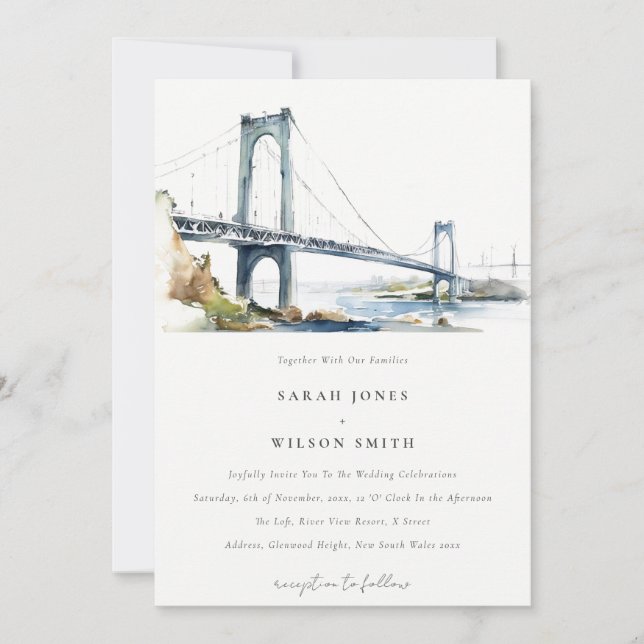 Invitación Newport Rhode Island Boda de los Estados Unidos (Anverso)