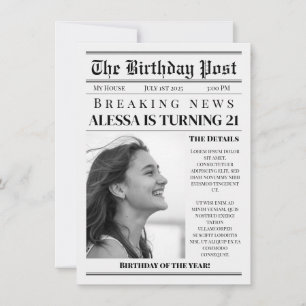 INVITACIÓN NEWSPAPER BIRTHDAY