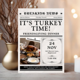 Invitación Newspaper Friendsgiving Dinner Thanksgiving Fall