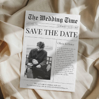 Invitación Newspaper Photo Wedding Announcement Save The Date