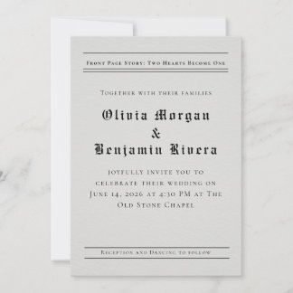 Invitación Newspaper-Style Wedding Invitation