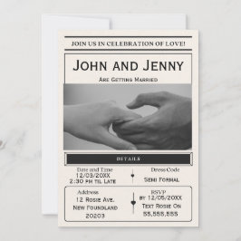 Invitación Newspaper-Style Wedding Invitation | Customisable 
