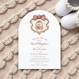 Invitación Next Chapter Watercolor Hedgehog Reading Book