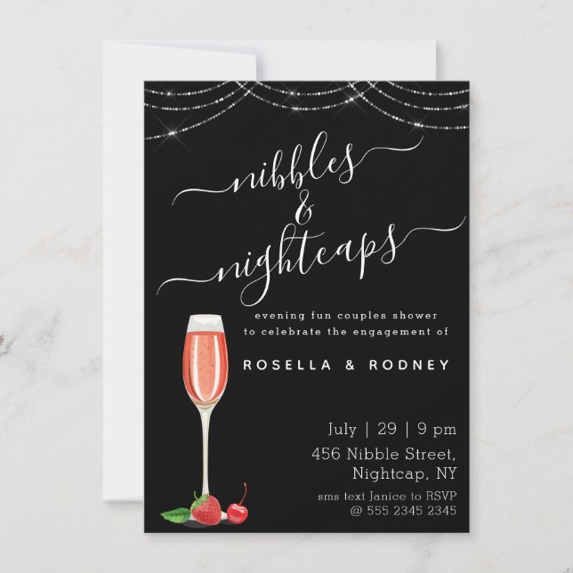 Invitación Nibbles Nightcaps Presupuestos Parejas Ducha Invit (Anverso)