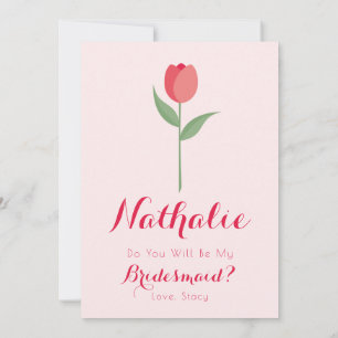 Invitación Nice Minimalist Pink Tulip Bridesmaid Proposal