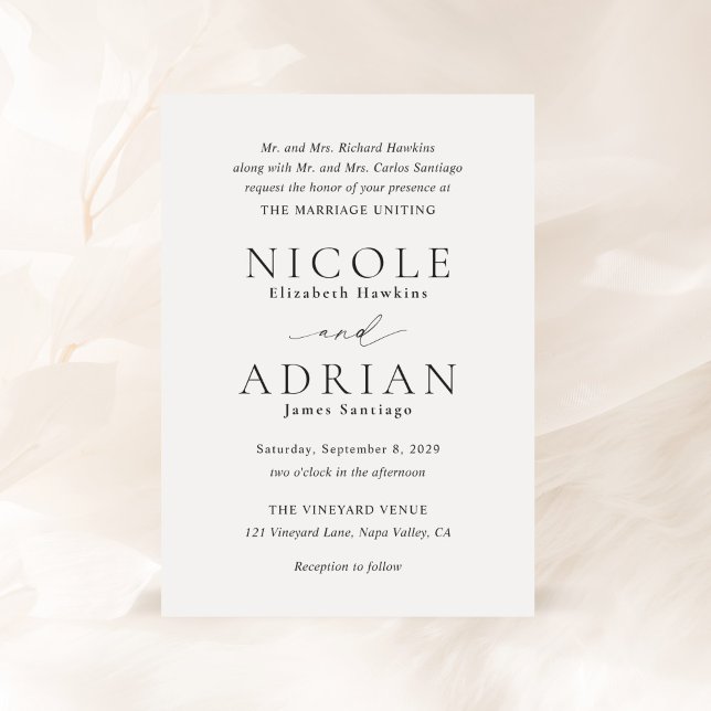 Invitación Nicole White Elegant Wedding (Subido por el creador)