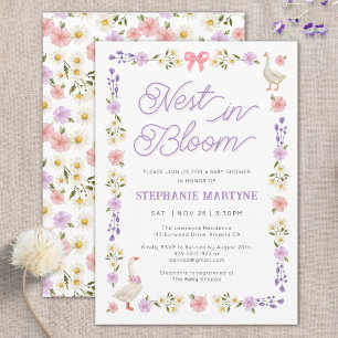 Invitación Nido de flores silvestres en Baby Shower en flor