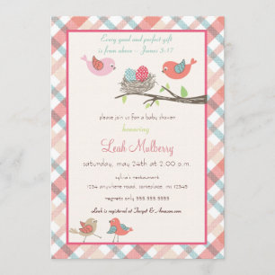 Invitación Nido de pájaros de amor - Baby Shower de las escri
