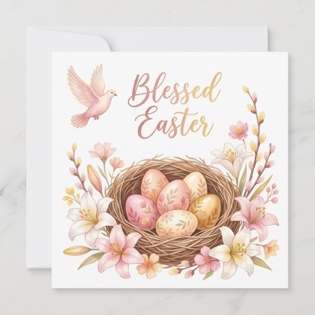 Invitación Nido de Pascua con Huevos (Anverso)
