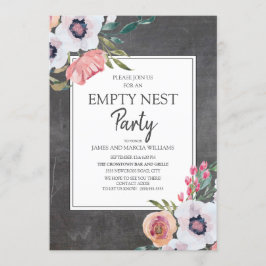 Invitación Nido vacío floral rosa y blanco en pizarra vintage