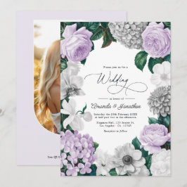 Invitación Niebla de lavanda, gris brezo y boda blanca de inv
