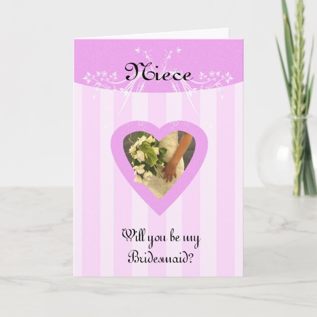 Invitación Niece Serás mi dama de honor elegante y elegante (Anverso)