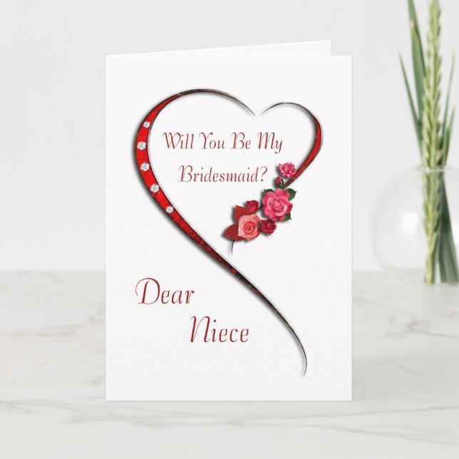 Invitación Niece, Swirling heart Bridesmaid (Anverso)