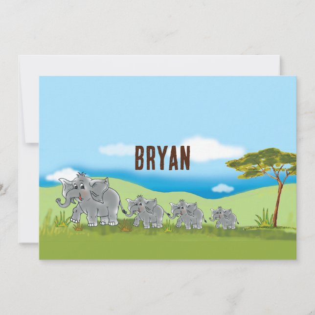 Invitación Niedliche Elefanten - Afrika Savanne | (Anverso)