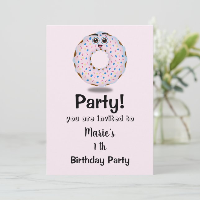 Invitación niedlicher Donut erster Geburtstag Einladung  (Anverso de pie)