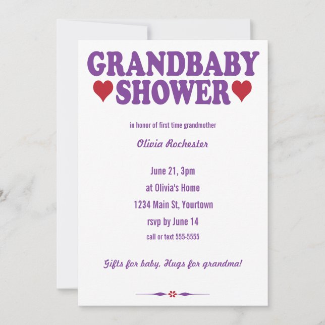 Invitación Nieto Ducha roja y púrpura (Anverso)