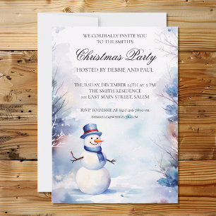 Invitación Nieve acuarela en el Fiesta de los Navidades de ni