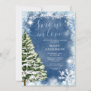 Invitación Nieve azul blanca en amor ducha de novia verde