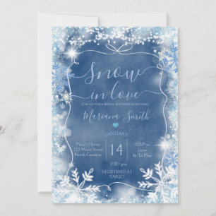 Invitación Nieve azul de cinta en el amor ducha de novia con