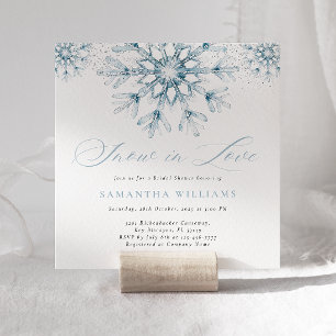 Invitación Nieve azul en amor ducha de novias