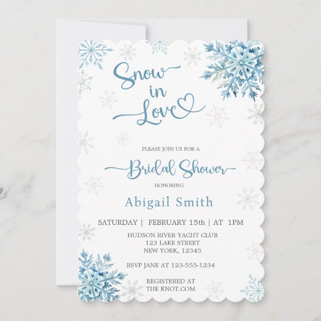 INVITACIÓN NIEVE AZUL EN LA DUCHA DEL BRIDAL AMOR (Anverso)