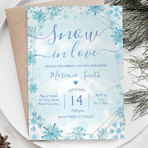 Invitación Nieve azul invernal en amor ducha de novias con co