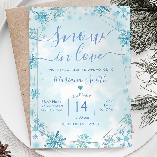 Invitación Nieve azul invernal en amor ducha de novias con co (Subido por el creador)