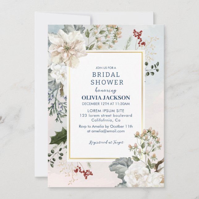 Invitación Nieve azul polvorienta de invierno en el amor Duch (Anverso)