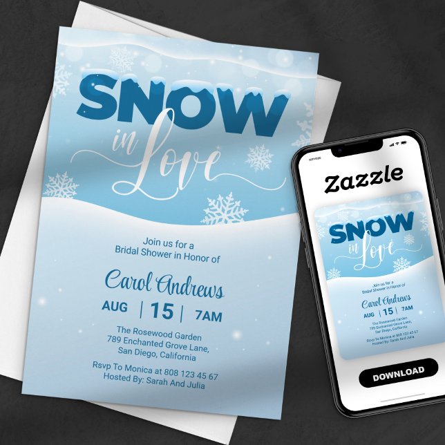 Invitación Nieve azul y blanca en amor ducha de novias en inv (Subido por el creador)