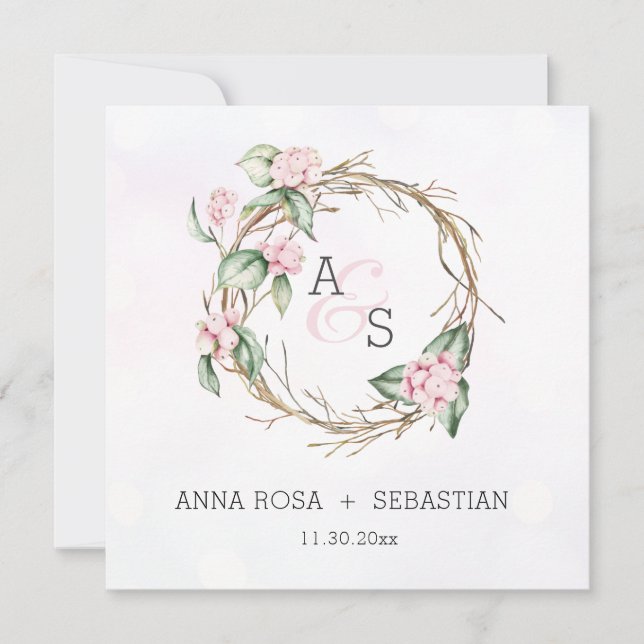 Invitación *~* Nieve Berry Boho RSVP AR AR12 Boda de Invierno (Anverso)