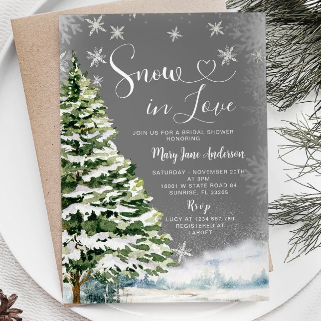 Invitación Nieve blanca de invierno en la ducha de novias eve (Subido por el creador)