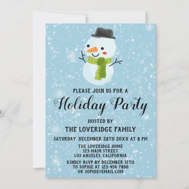 Invitación Nieve blanca en fiesta de feriado de nieve para Na (Anverso)