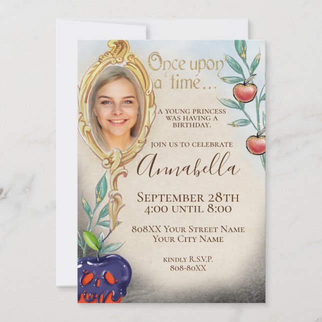 Invitación Nieve blanca encantada Fiesta de hadas (Anverso)