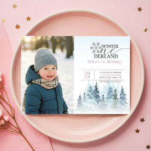 Invitación Nieve Copo de Nieve Onederland Niño Foto Cumpleaño