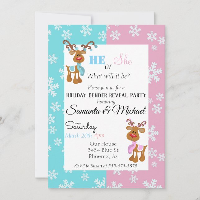 Invitación Nieve de Fiesta de reno de sexo festivo (Anverso)