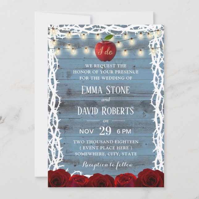 Invitación Nieve de hadas rusas, Boda azul polvo blanco (Anverso)