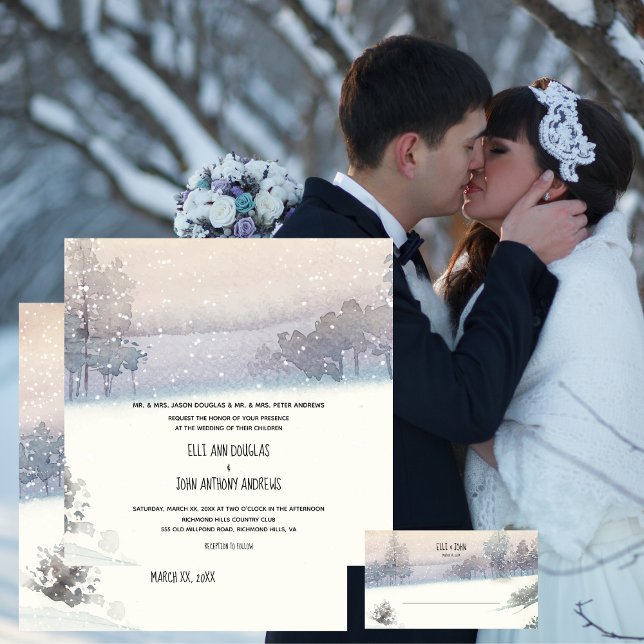 Invitación Nieve de invierno, Boda azul y blanco (Subido por el creador)