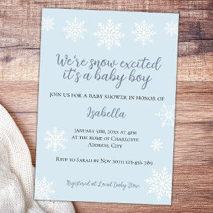 Invitación Nieve de invierno: ducha de niño pequeño emocionad