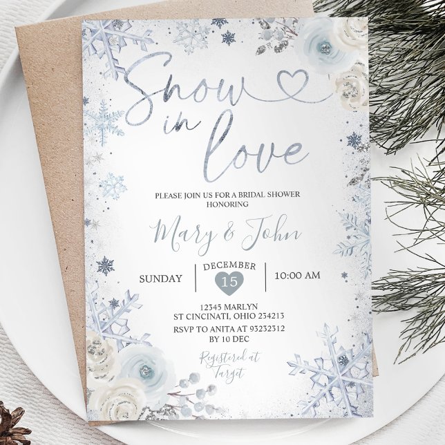 Invitación Nieve de invierno en amor Ducha de novia con copo  (Subido por el creador)