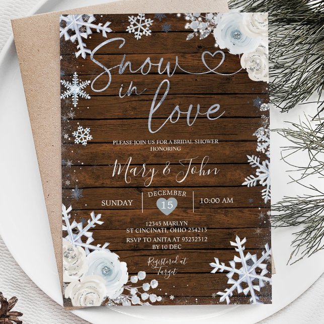 Invitación Nieve de invierno en la nieve enamorada ducha de n (Subido por el creador)