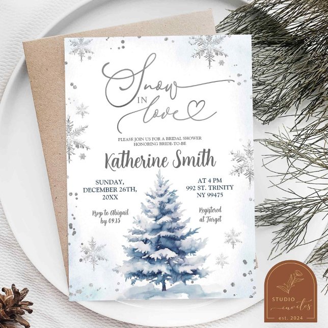 Invitación Nieve de invierno en Navidades enamorados ducha de (Subido por el creador)