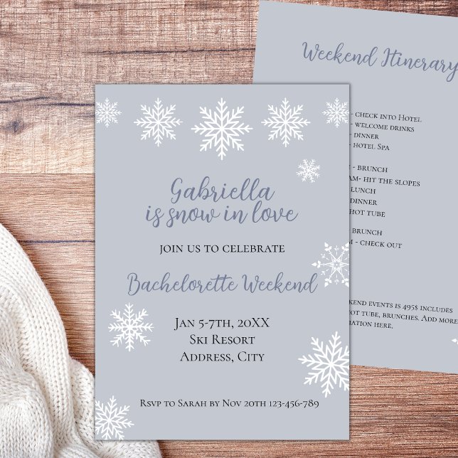 Invitación Nieve De Invierno Enamorada Bachelorette Fin De Se (Winter Bachelorette Snow In Love Weekend Itinerary)