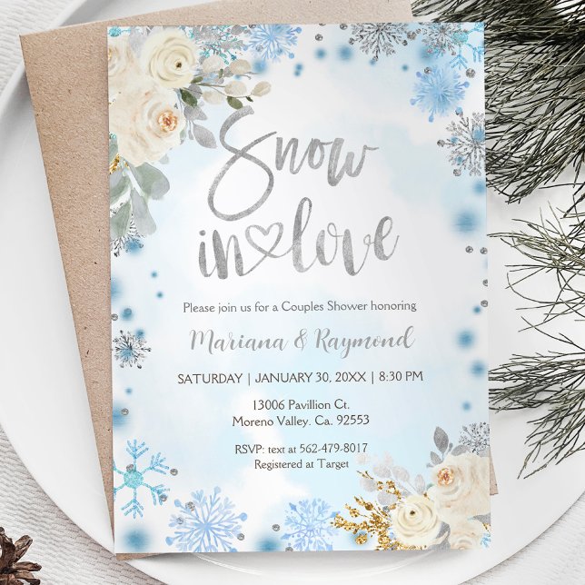 Invitación Nieve De Invierno Nieve En La Ducha De Parejas De  (Subido por el creador)